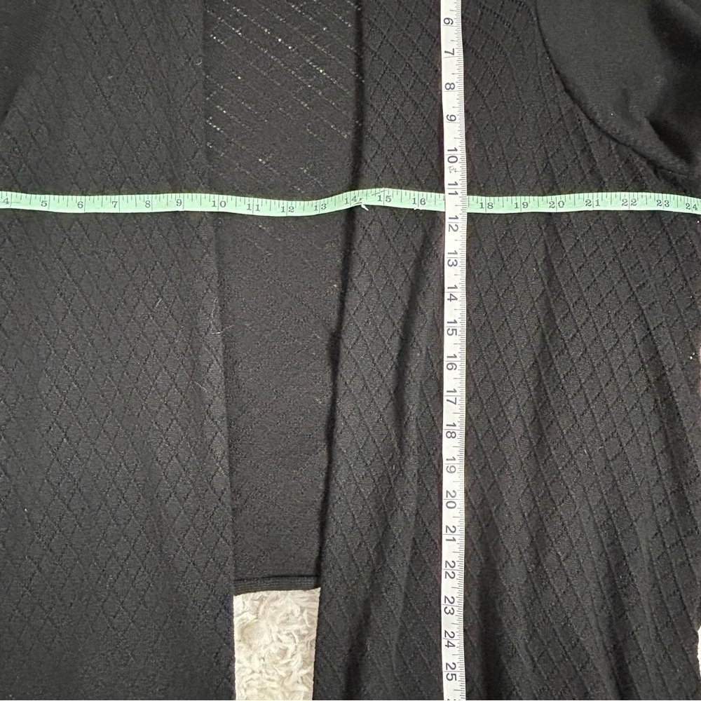 Oscar Oscar De La Renta Black Open Knit Cashmere Wool High Low Cardigan - Picture 15 of 16